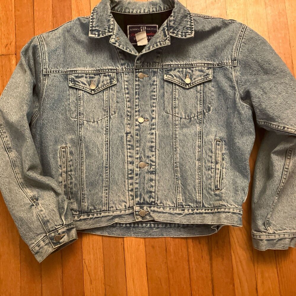 VTG 90’s GAP Premium Standard Jeans Wear Denim Jacket Blanket Lined Men’s XL - Picture 4 of 6